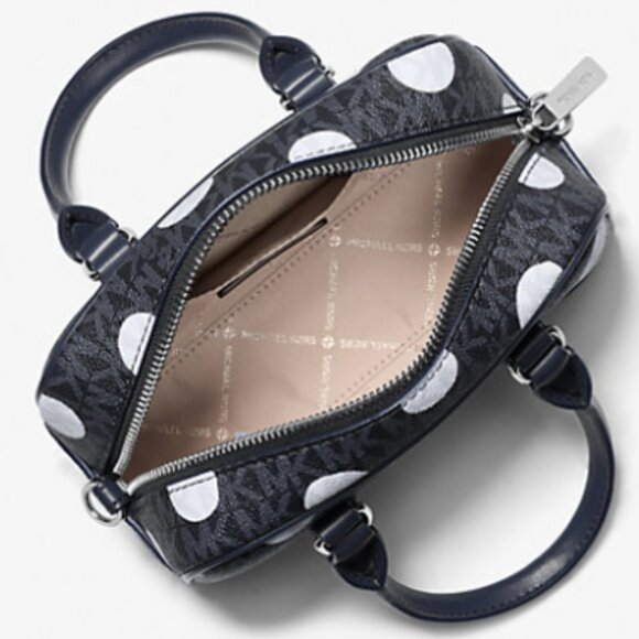 Michael Kors Navy and White Polka Dot Satchel - Picture 2 of 3